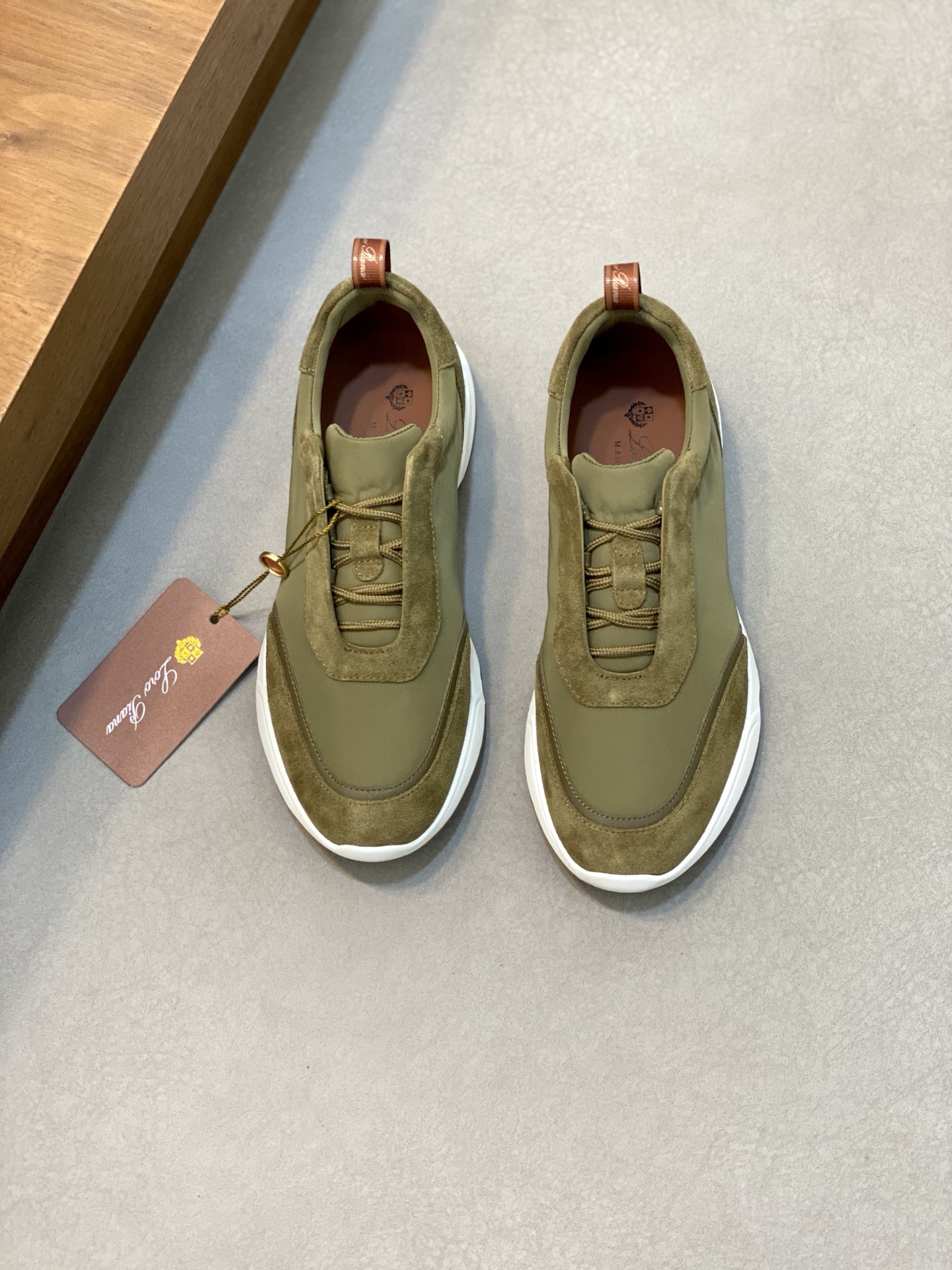 Loropiana Men's Green Suede and Leather Sneakers Size 39-44