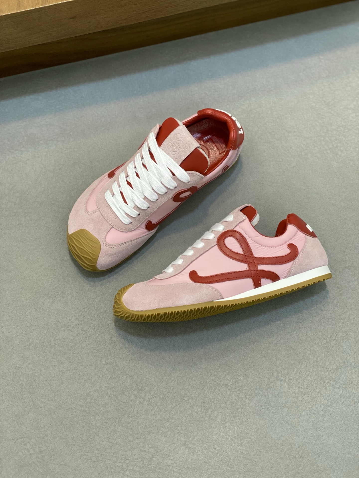 Loewe Ballet Runner 2.0 Pink/Red Nylon & Leather Lace-Up Sneakers 6 i1741846316933 6350 0 4