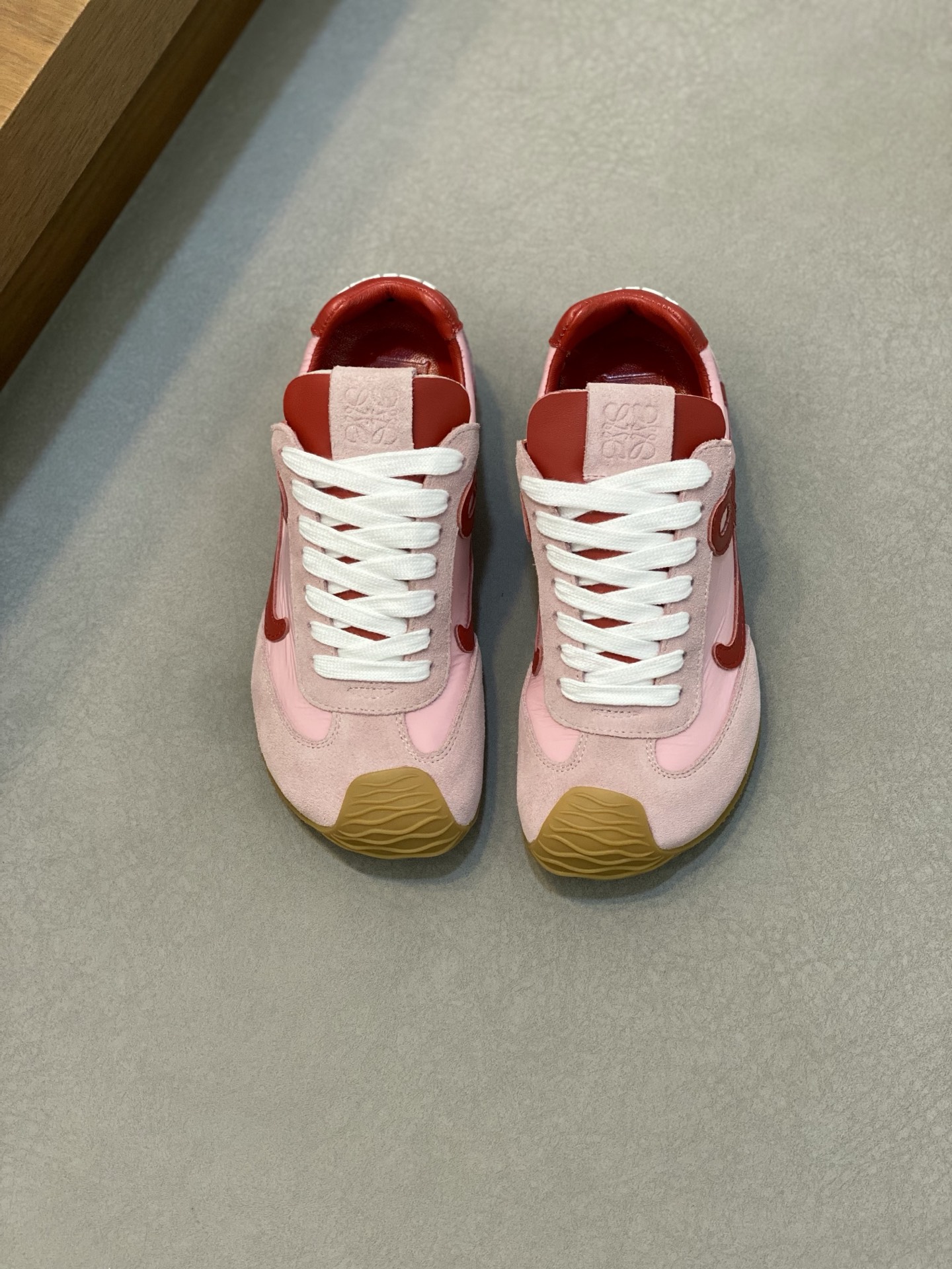 Loewe Ballet Runner 2.0 Pink/Red Nylon & Leather Lace-Up Sneakers
