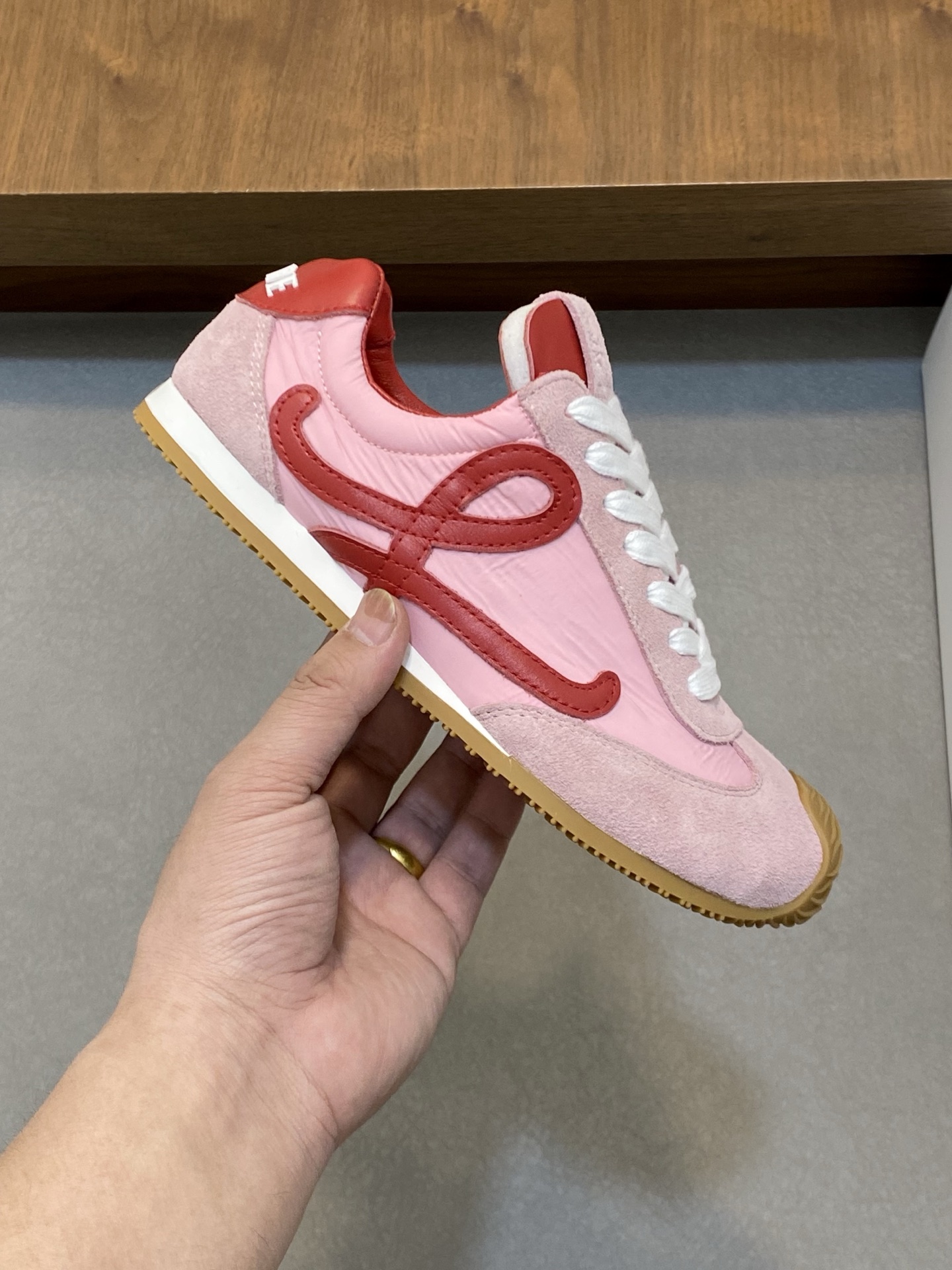 Loewe Ballet Runner 2.0 Pink/Red Nylon & Leather Lace-Up Sneakers 5 i1741846319406 5053 0 3