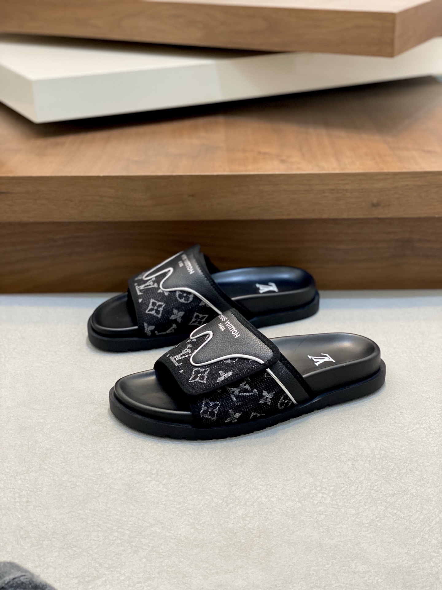 Louis Vuitton Monogram Black Leather Bread Loafer Sandals - Size 39-44 4 i1742229208140 6113 0 2