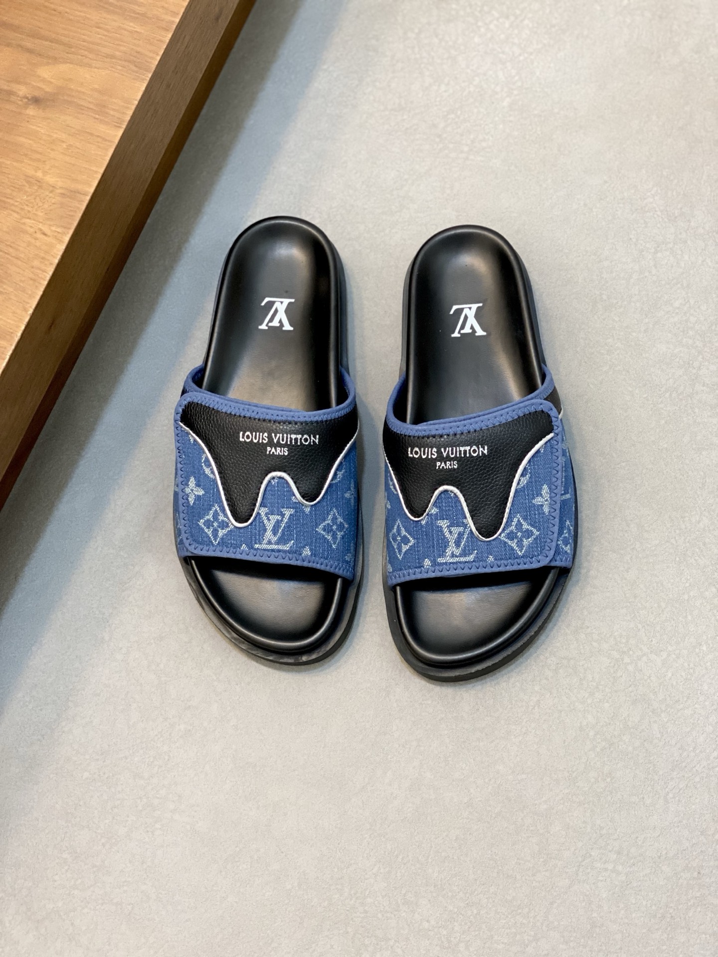 Louis Vuitton Monogram Denim Slide Sandal Comfortable Beach Pool Summer Shoes 2 i1742229228669 5333 0 0