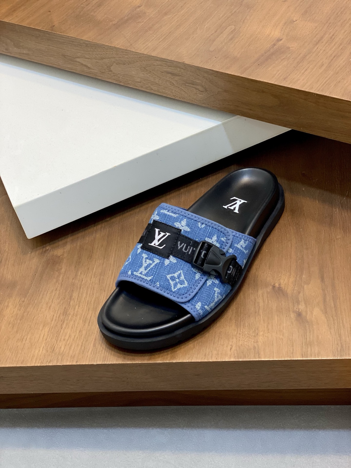Louis Vuitton Monogram Adjustable Strap Flat Mule Sandals, Blue, Size 39-44 10 i1742229308711 4623 0 8