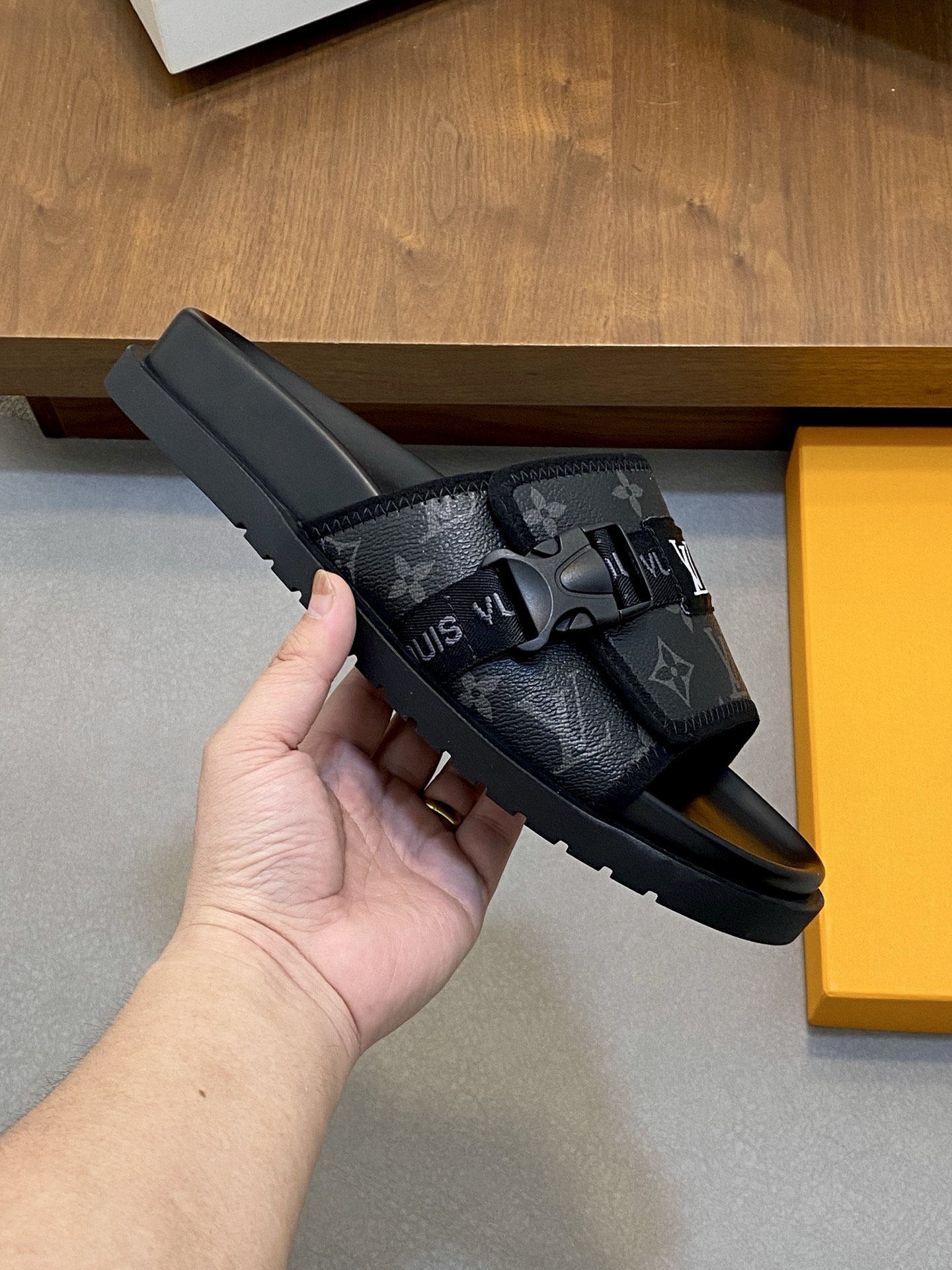 Louis Vuitton Monogram Embossed Rubber Slide Sandal | Bread Loafer 5 i1742229345274 3696 0 3