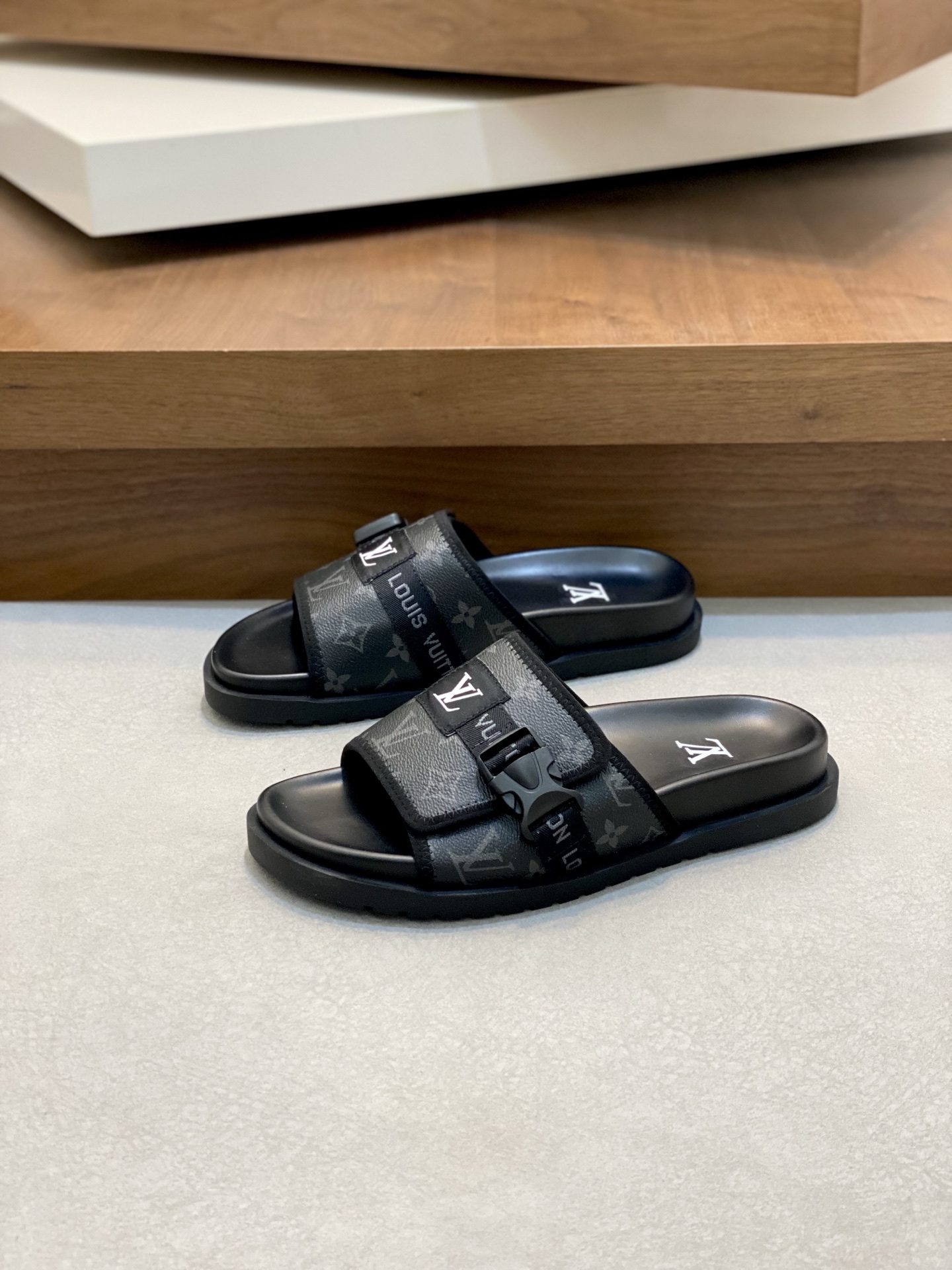 Louis Vuitton Monogram Embossed Rubber Slide Sandal | Bread Loafer 4 i1742229345507 4804 0 2