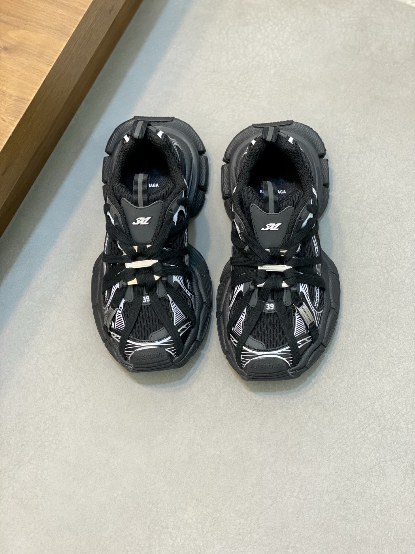 Balenciaga 3XL Extreme Laces Sneakers Black, Retro Style, Comfortable Fit