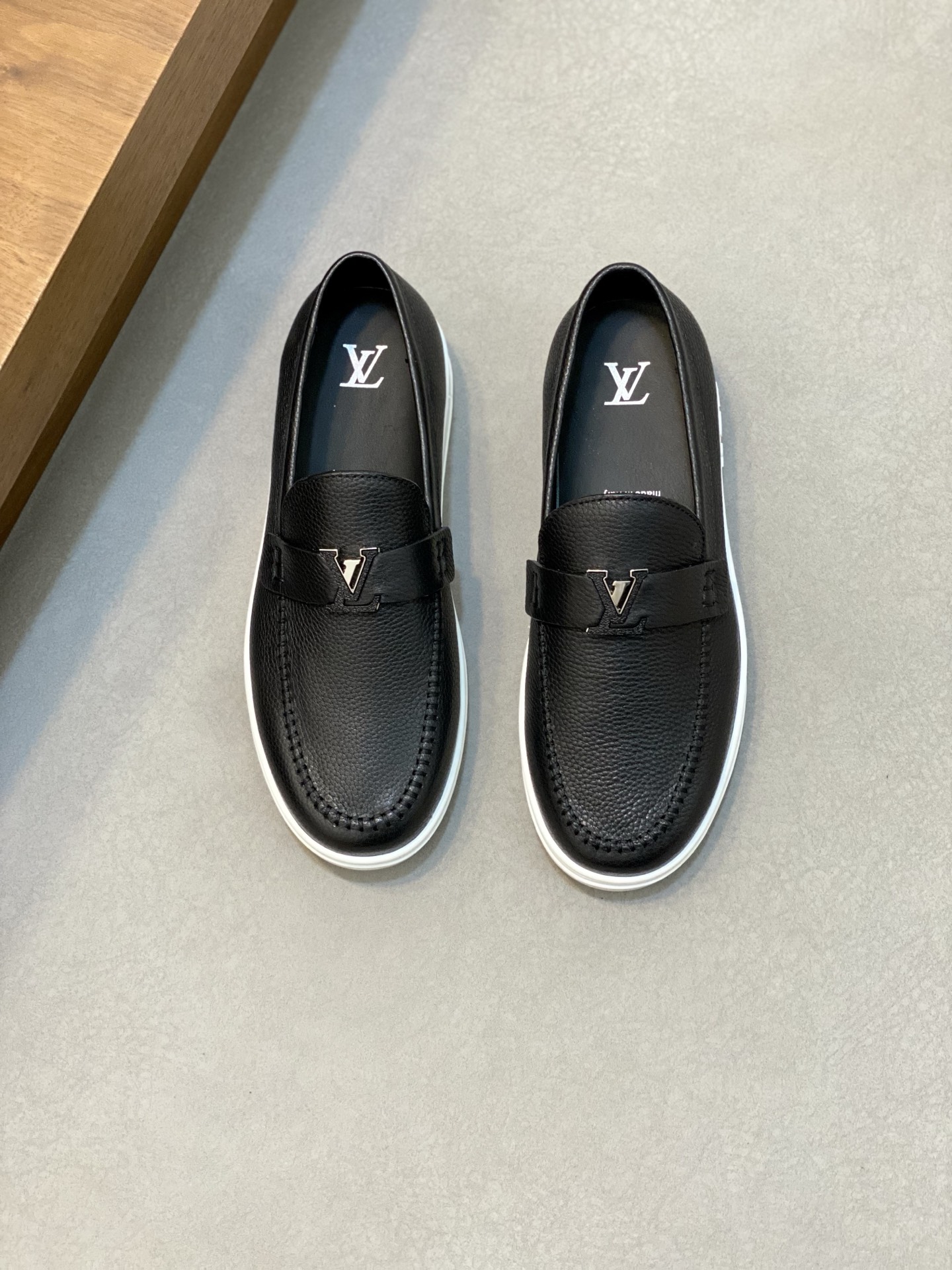 Louis Vuitton Men's Black Leather Loafers with LV Logo Accent - Size 38-45 2 i1742401358198 2254 0 0