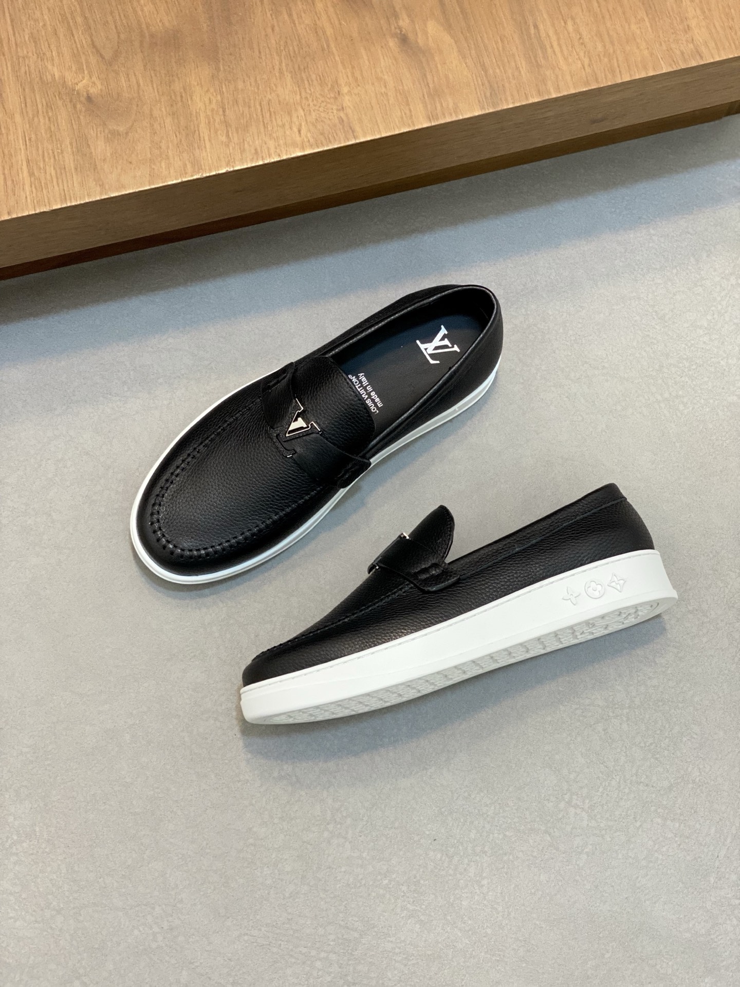 Louis Vuitton Men's Black Leather Loafers with LV Logo Accent - Size 38-45 6 i1742401364522 7910 0 4