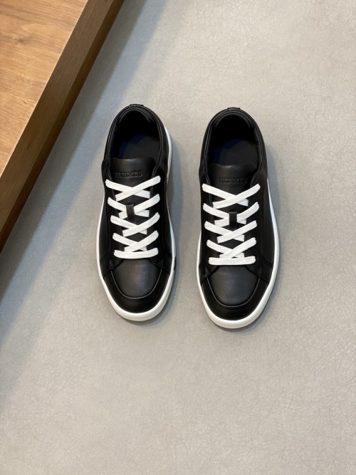 Hermès Men's Black Leather Casual Sneakers Lace-up Comfortable Shoes 1 Hermès Men's Black Leather Casual Sneakers Lace-up Comfortable Shoes