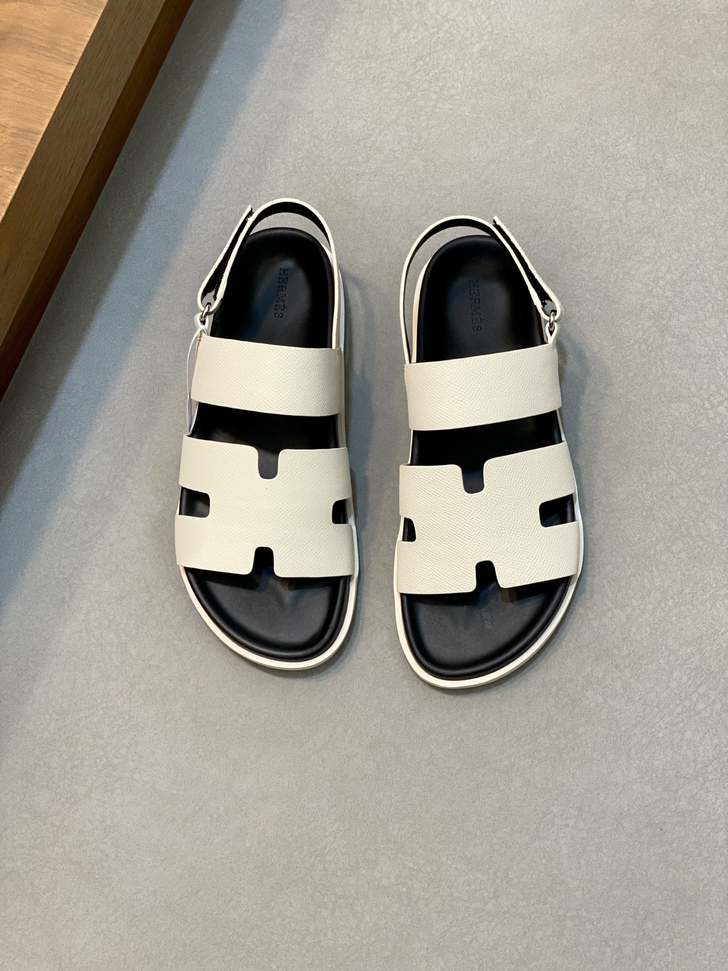 Hermes Men's Sandals Leather Upper Adjustable Strap Comfortable Beach Slides 1 Hermes Men's Sandals Leather Upper Adjustable Strap Comfortable Beach Slides