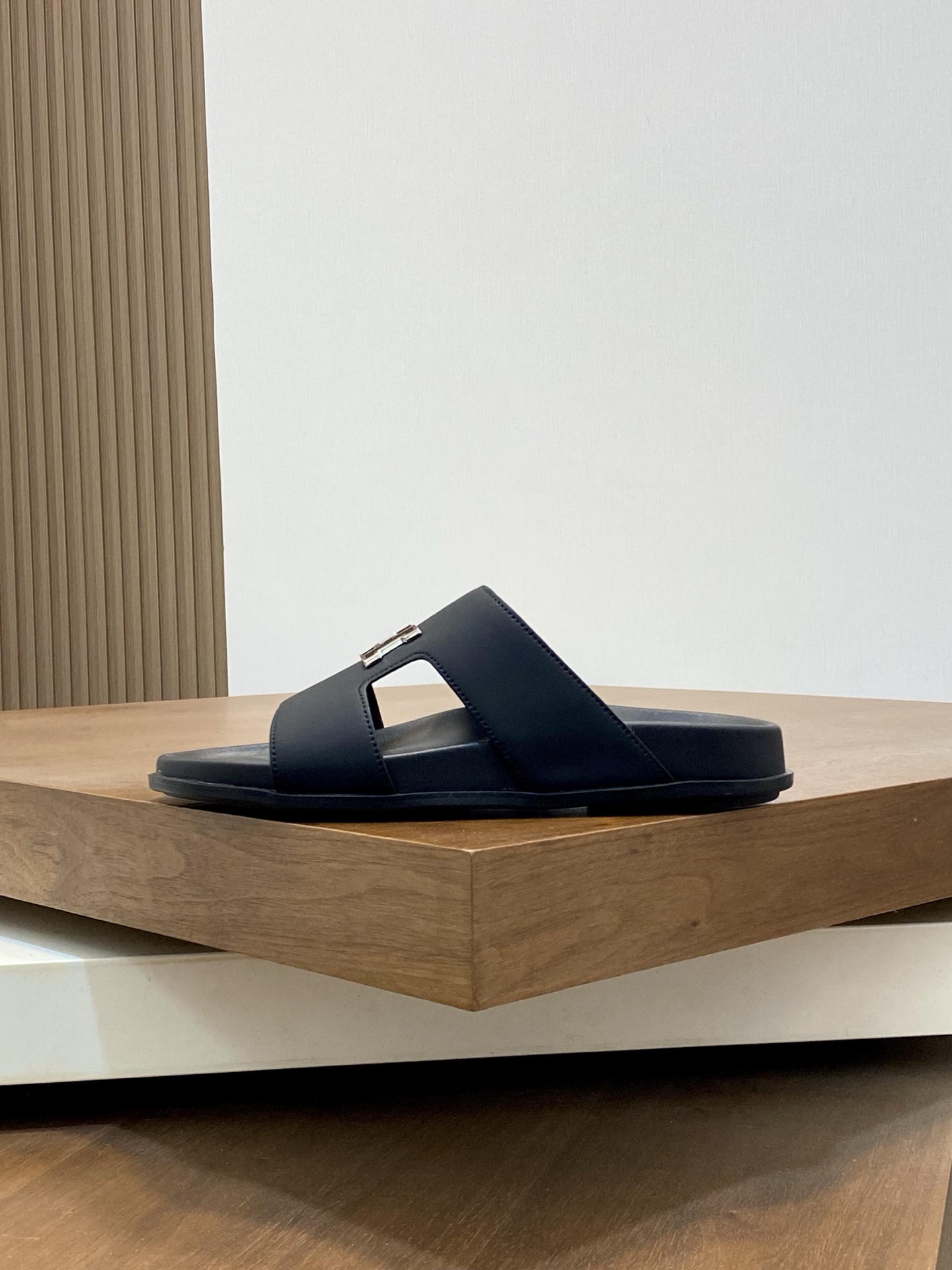 Hermes Men's Black Leather Slide Sandals with "H" Detail - Size 39-44 3 i1742835058029 7884 0 1