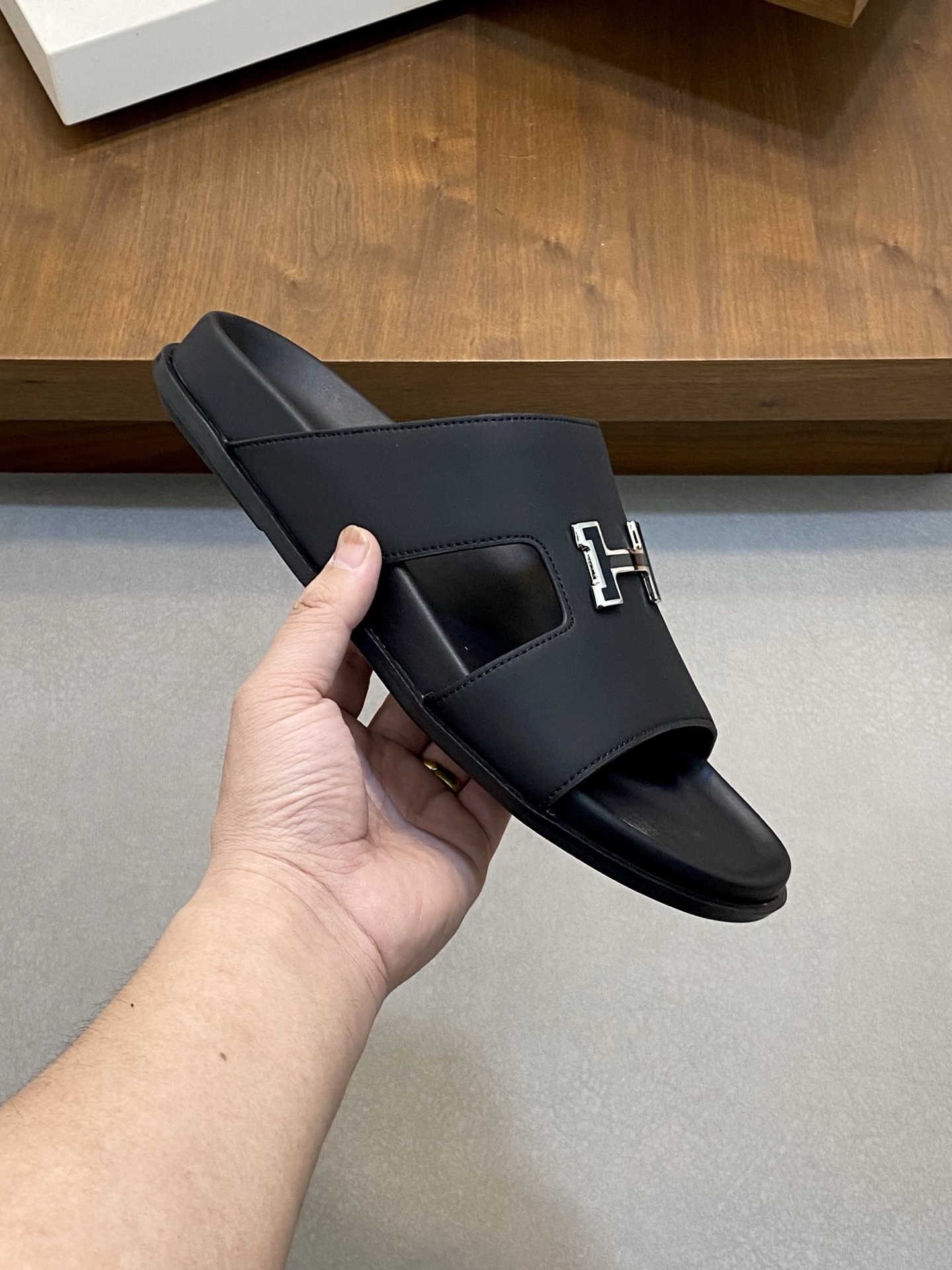 Hermes Men's Black Leather Slide Sandals with "H" Detail - Size 39-44 5 i1742835064280 1090 0 3