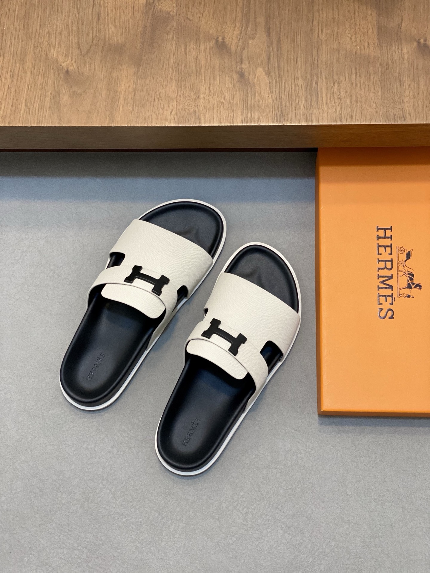Elegant Hermes Leather Slides for Men | Durable & Comfortable Sandals 3 i1742835504144 5987 0 1