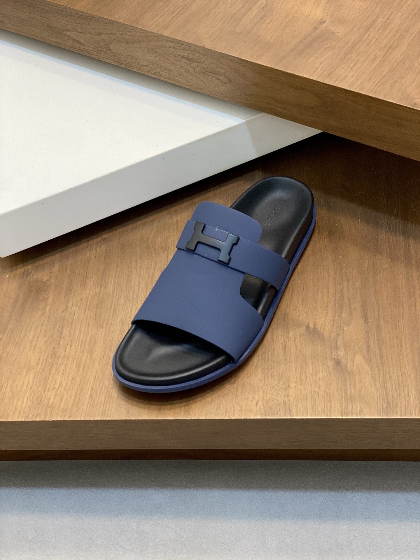 Hermes Men's Blue Leather Sandals - Stylish & Durable Rubber Sole 7 i1742835799607 873 0 5