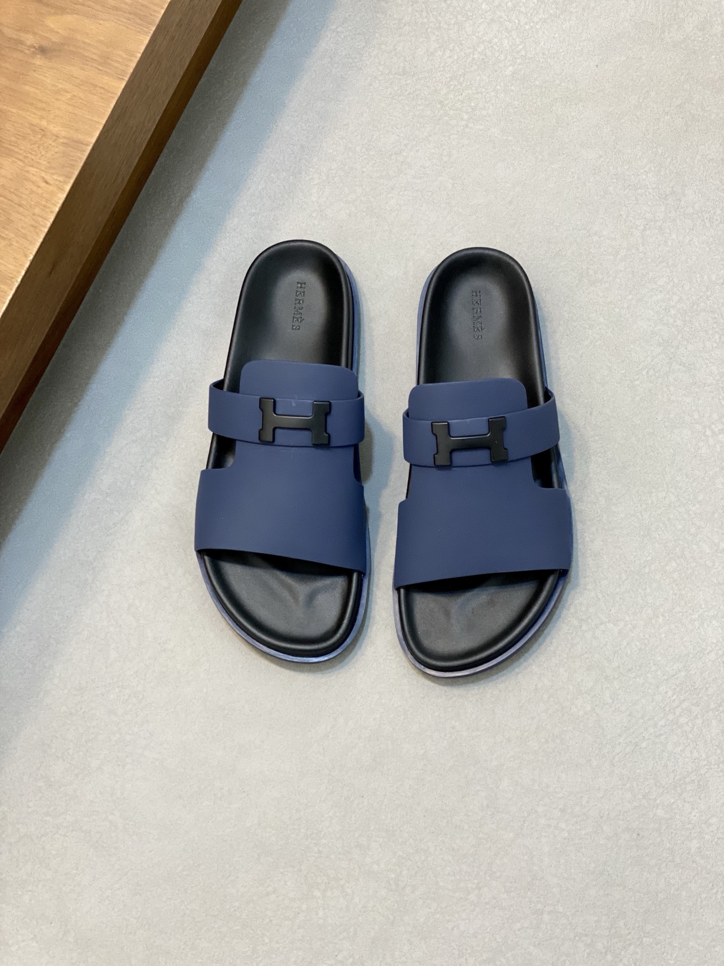 Hermes Men's Blue Leather Sandals - Stylish & Durable Rubber Sole 2 i1742835808895 6824 0 0