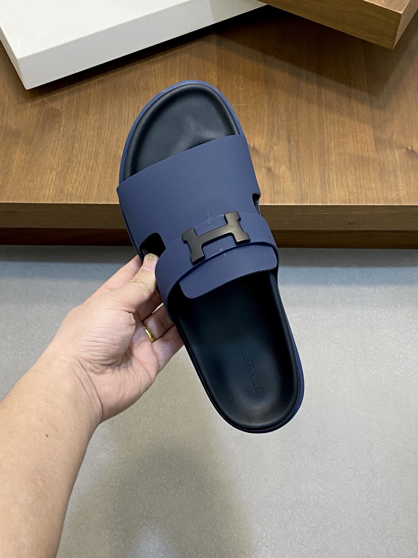 Hermes Men's Blue Leather Sandals - Stylish & Durable Rubber Sole 5 i1742835808910 5522 0 3