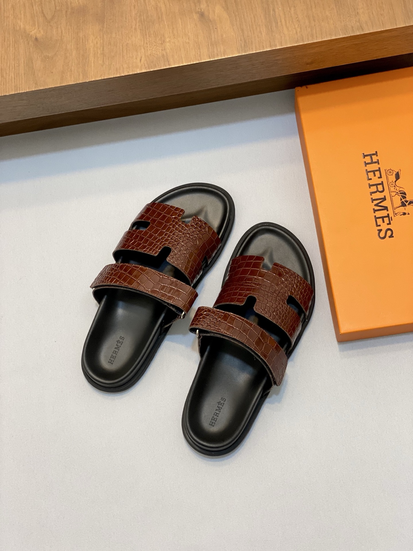 Hermes Men's Brown Leather Sandals with H Cutout - Sizes 39-44 3 i1742923332731 8178 0 1