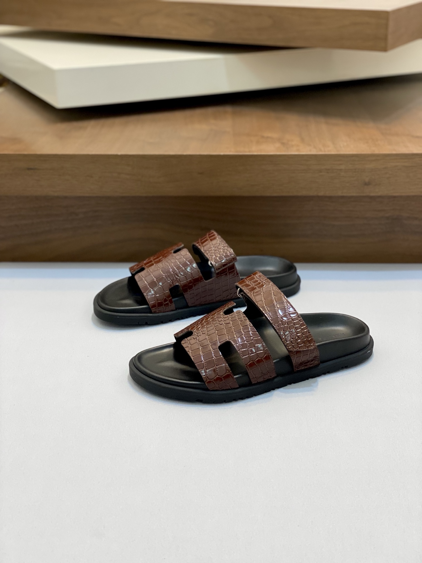Hermes Men's Brown Leather Sandals with H Cutout - Sizes 39-44 4 i1742923332876 9891 0 2