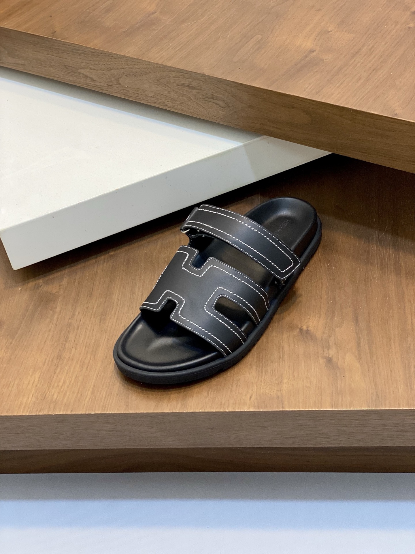 Hermes Men's Black Leather Sandals - Stylish and Comfortable, Sizes 39-44 7 i1742923401198 3759 0 5