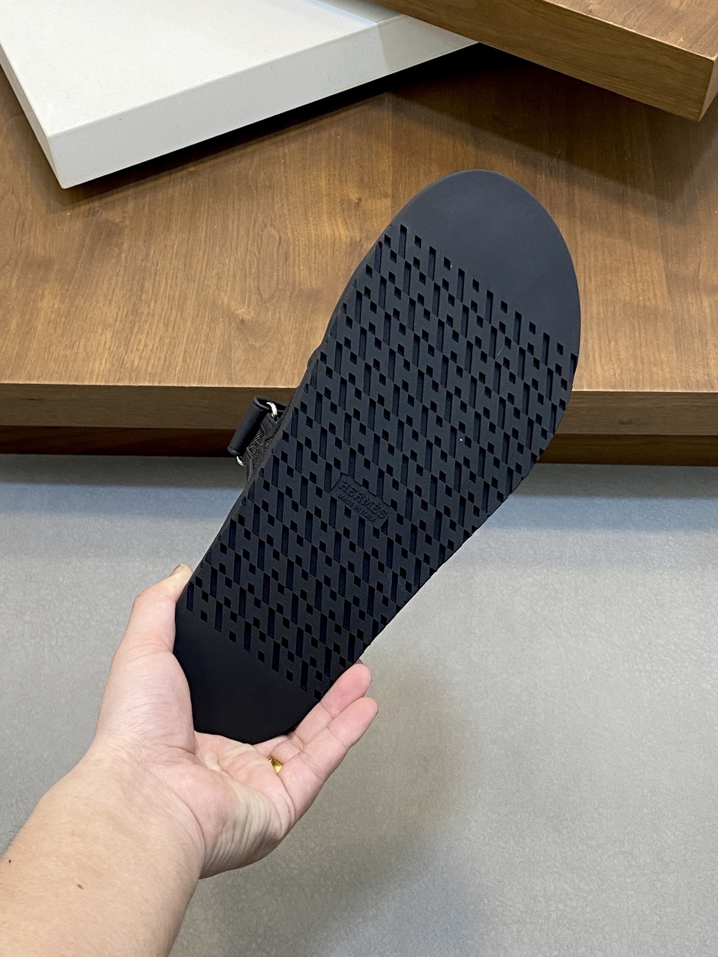Hermes Men's Black Leather & Textile Sandals With Signature 'H' Design 6 i1742923471536 3546 0 4