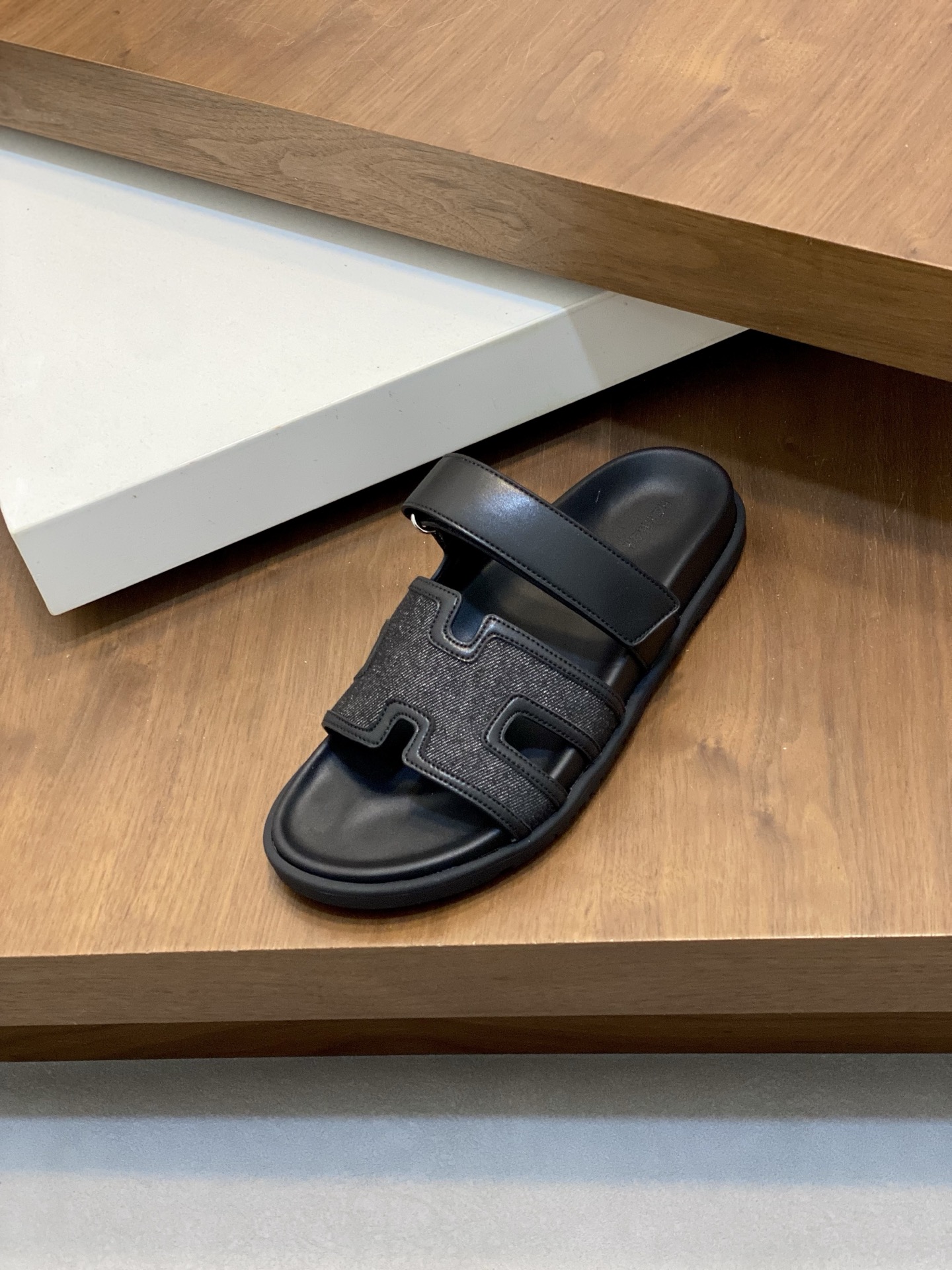 Hermes Men's Black Leather & Textile Sandals With Signature 'H' Design 7 i1742923471621 4486 0 5