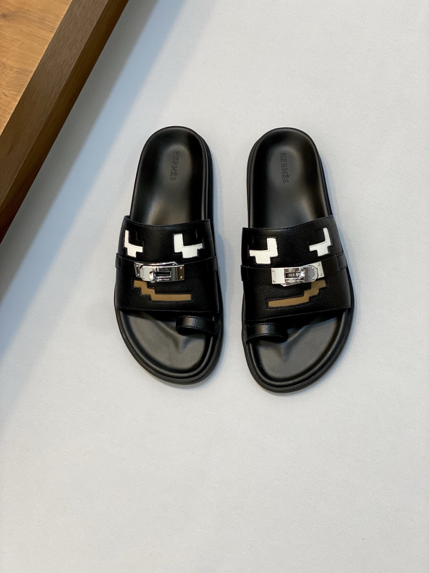 Elegant Leather Slides for Men | Comfortable & Stylish Sandals, Black, Size 39-44 1 Elegant Leather Slides for Men | Comfortable & Stylish Sandals, Black, Size 39-44