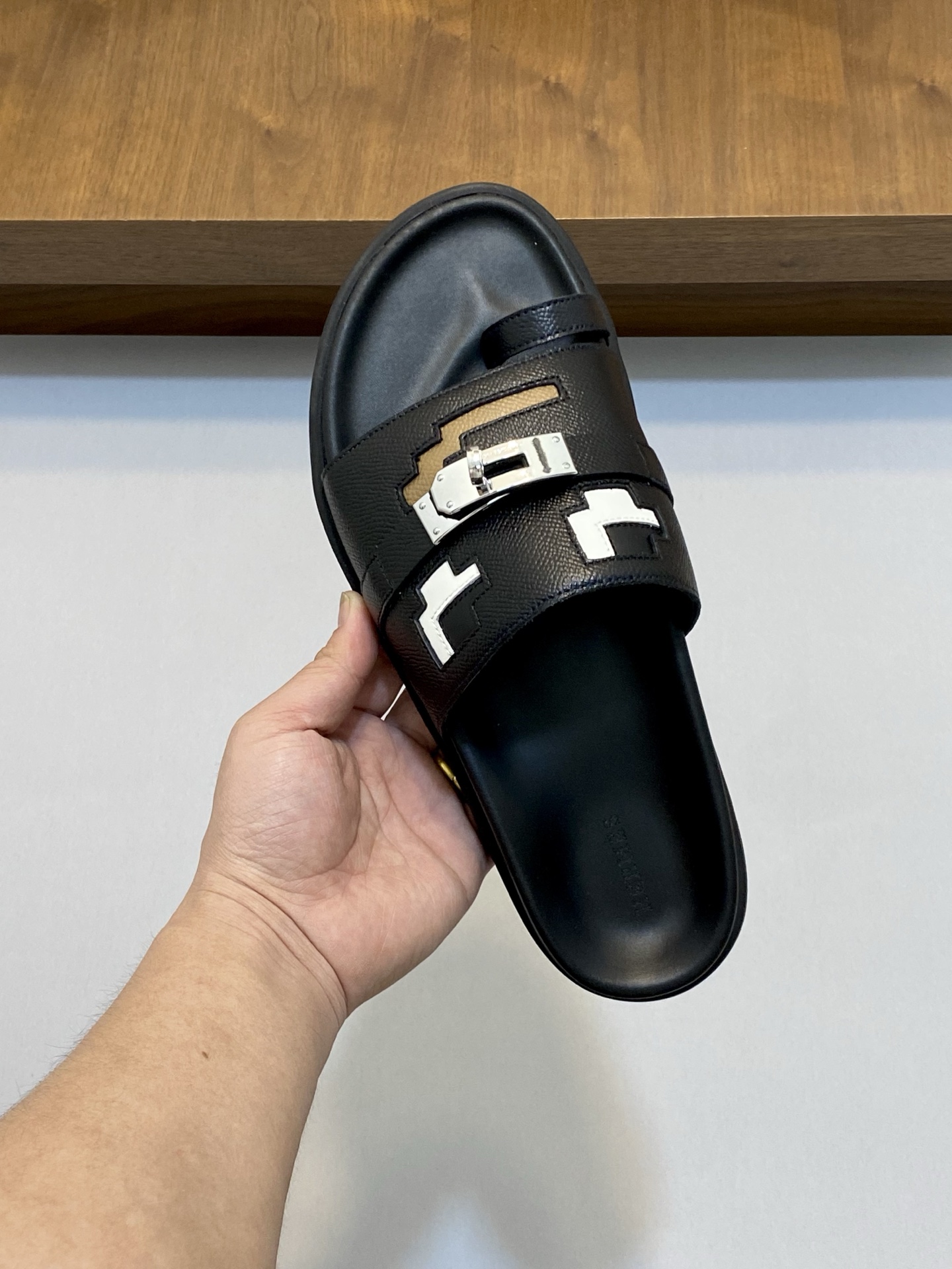Elegant Leather Slides for Men | Comfortable & Stylish Sandals, Black, Size 39-44 5 i1742923966073 8655 0 3