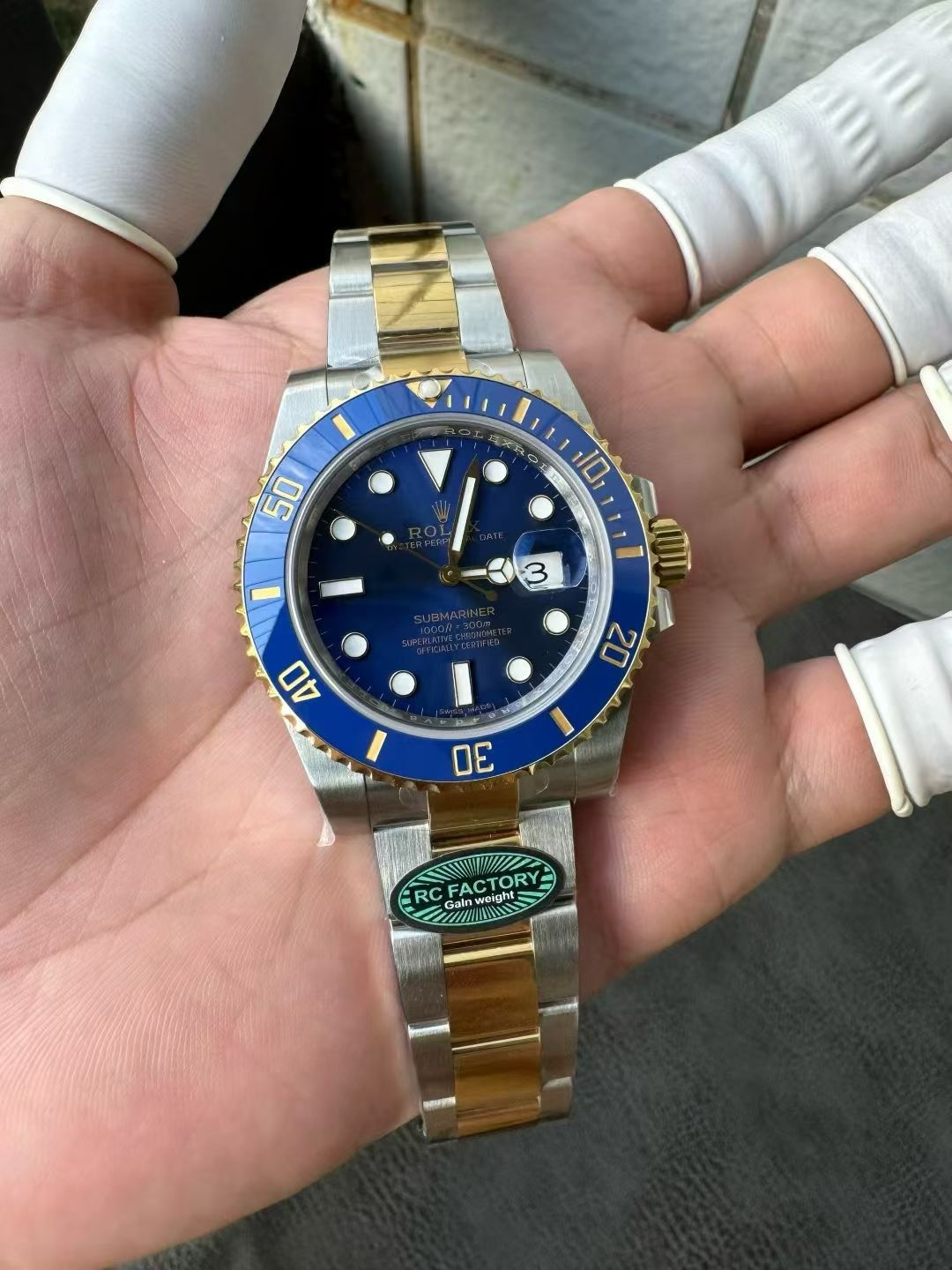 NO:386278,RC counterweight room gold blue water ghost, Dandong movement,19860909RC 配重间金蓝水鬼 ,丹东机芯,,Watch