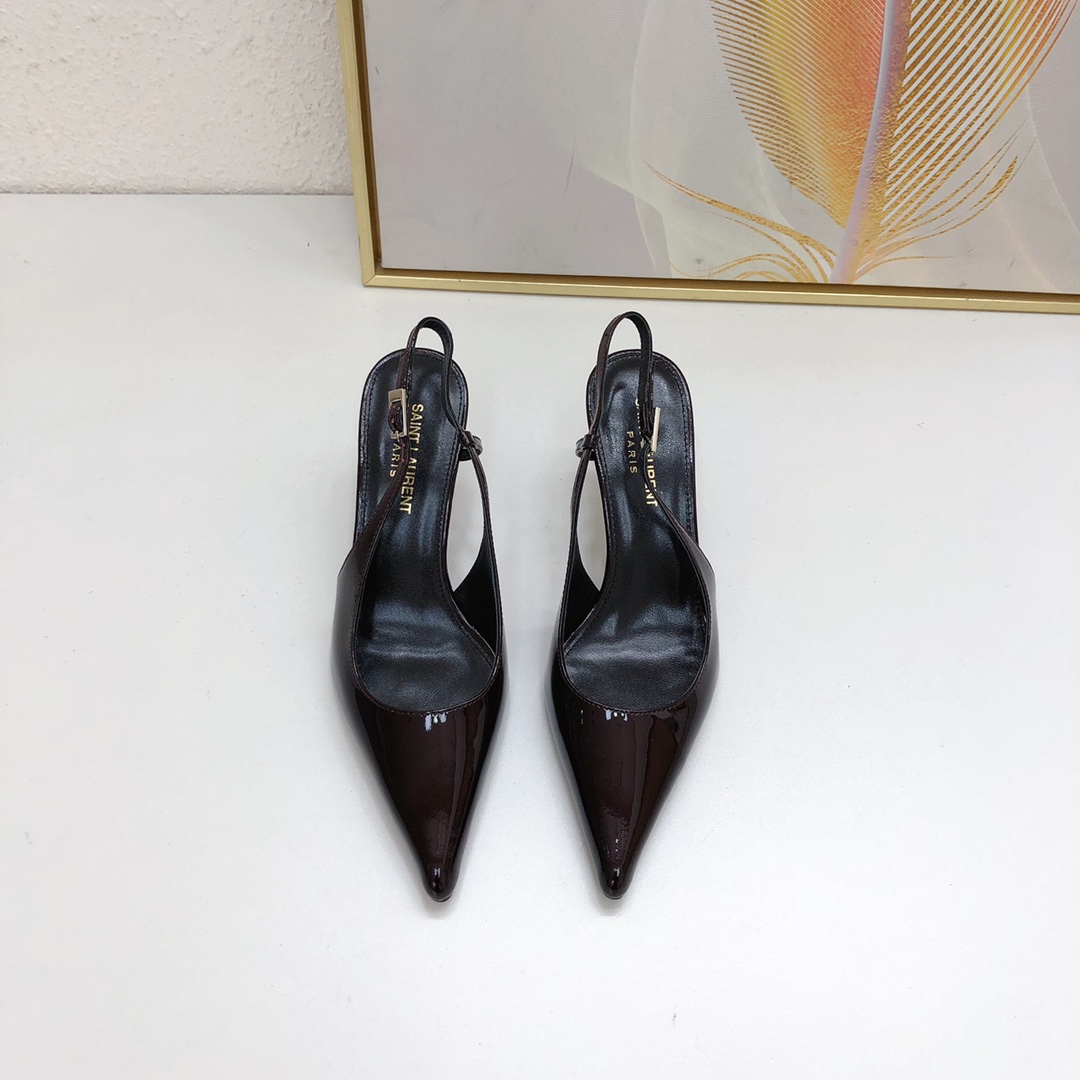 Yves Saint Laurent Chaussures Escarpins À Talons Hauts Noir Le Brun Rouge Genuine Leather Cuir verni Peau de mouton Collection printemps – été