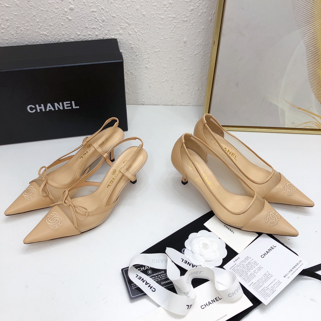 Chanel Zapatos de tacón alto Sandalias Cuero de vaca Gasa Dermis Piel oveja Colección primavera – verano