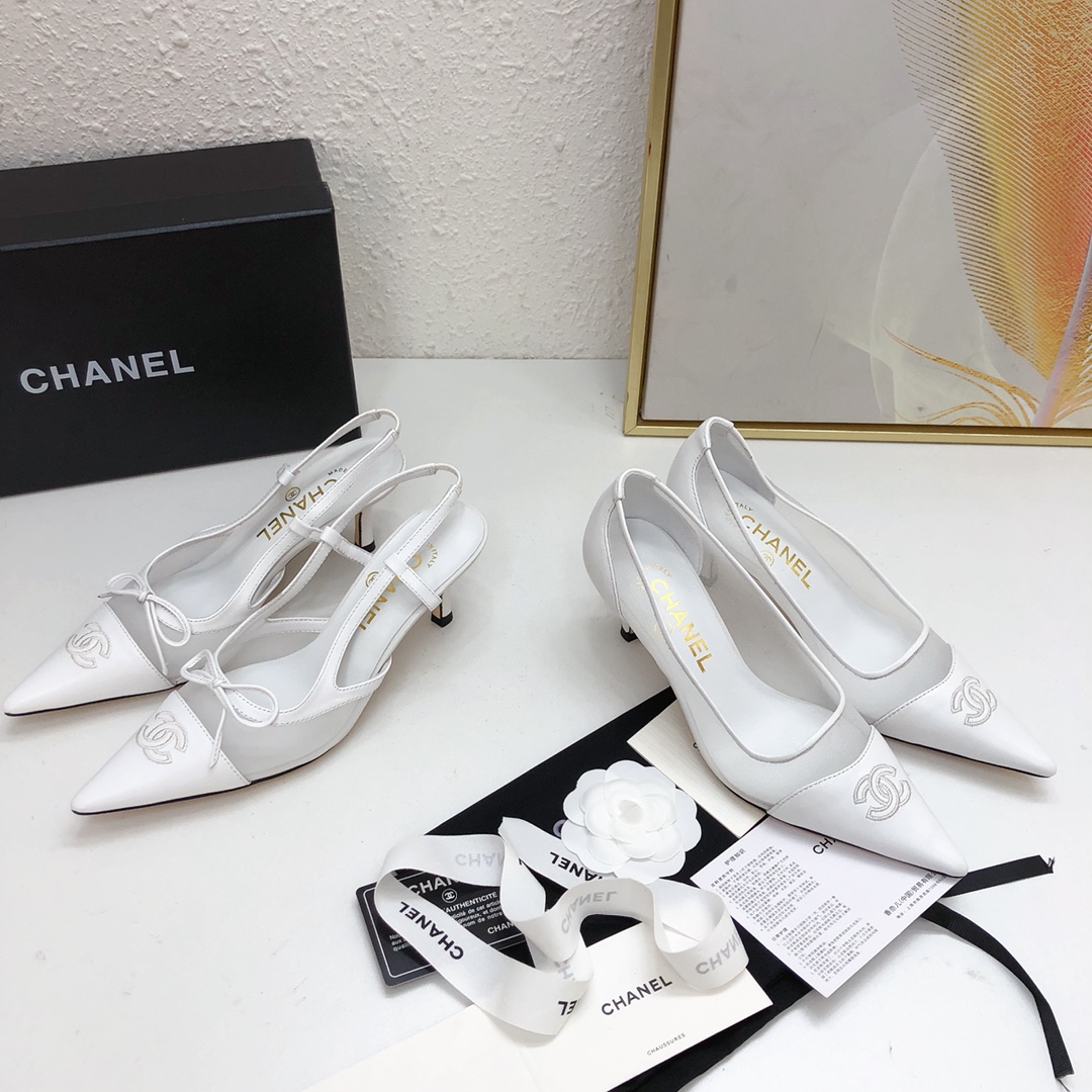 Chanel Zapatos de tacón alto Sandalias Cuero de vaca Gasa Dermis Piel oveja Colección primavera – verano