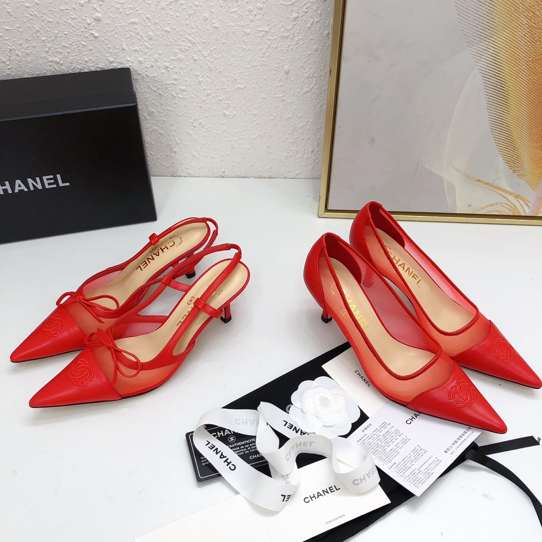 Chanel Zapatos de tacón alto Sandalias Cuero de vaca Gasa Dermis Piel oveja Colección primavera – verano