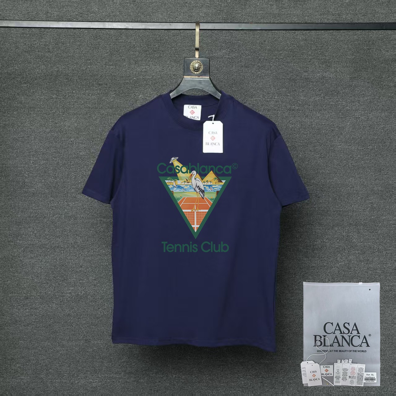 P70 26ss Casablanca CASABLANCA Camiseta de manga corta con proceso de estampado original, desarrollo original…