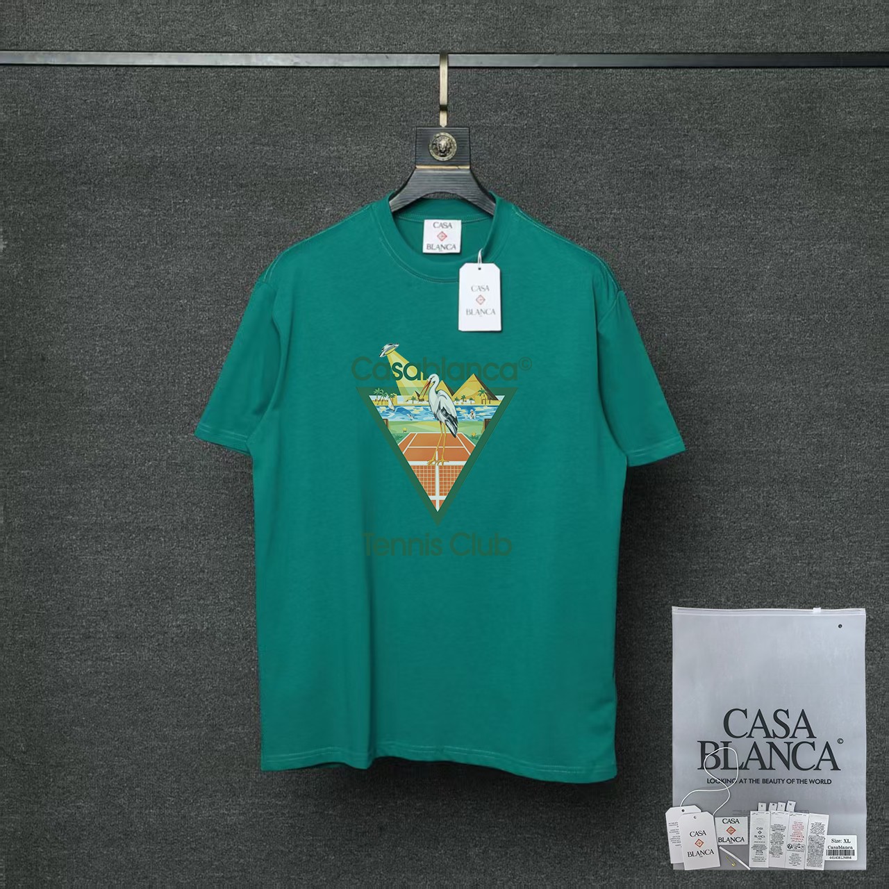 P70 26ss Casablanca CASABLANCA Camiseta de manga corta con proceso de estampado original, desarrollo original…