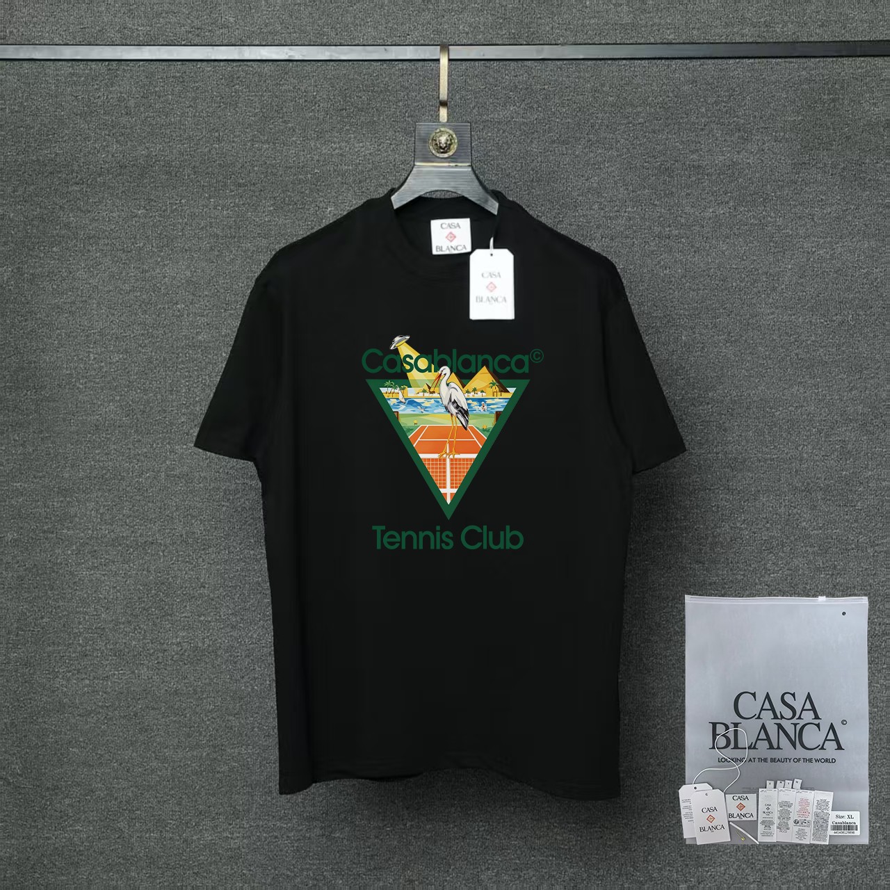P70 26ss Casablanca CASABLANCA Camiseta de manga corta con proceso de estampado original, desarrollo original, tela de …