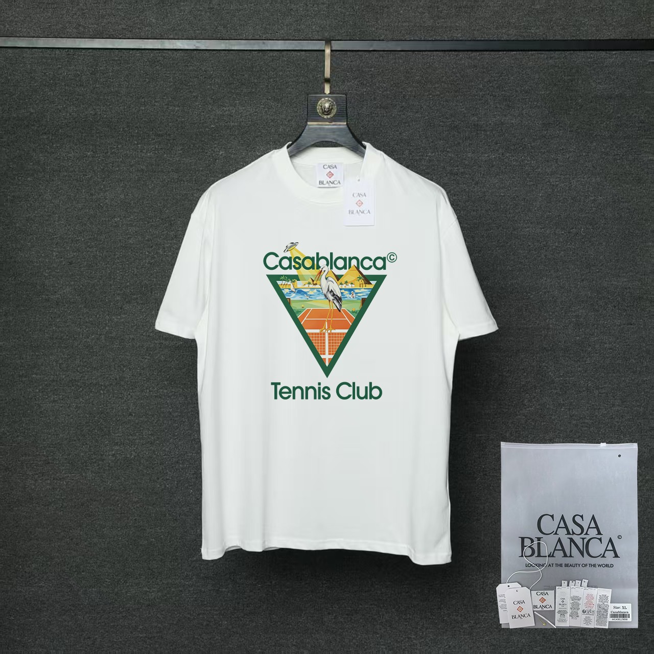 P70 26ss Casablanca CASABLANCA Camiseta de manga corta con proceso de estampado original, desarrollo original, tela de …