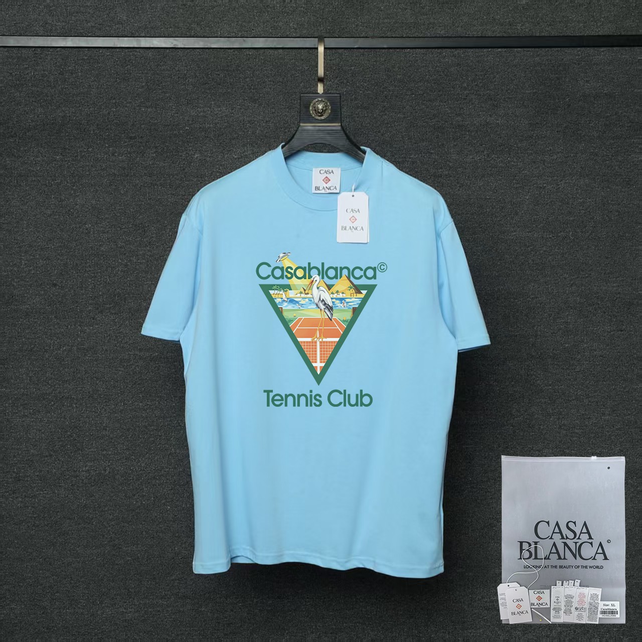 P70 26ss Casablanca CASABLANCA Camiseta de manga corta con proceso de estampado original, desarrollo original, tela de …