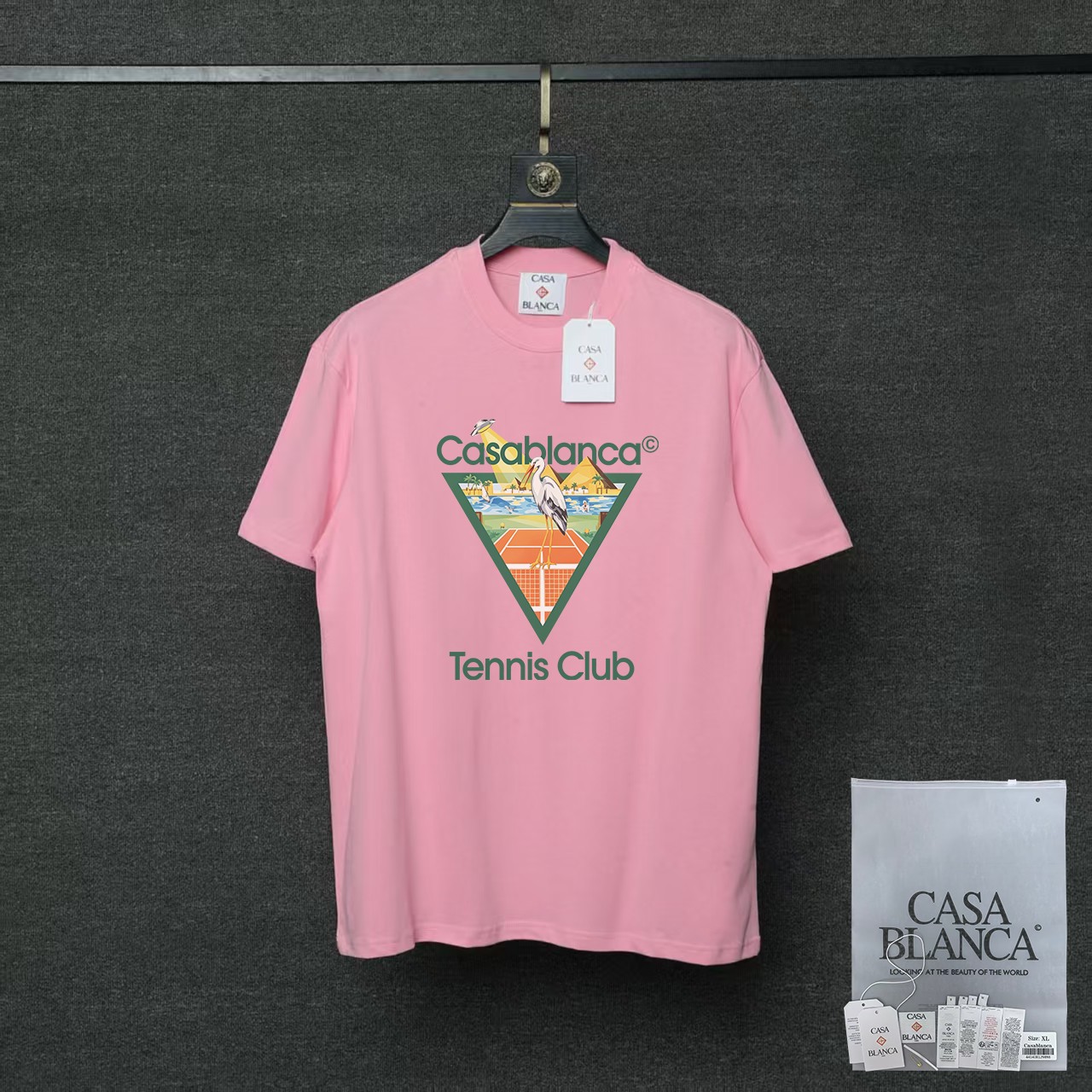 P70 26ss Casablanca CASABLANCA Camiseta de manga corta con proceso de estampado original, desarrollo original, tela de …