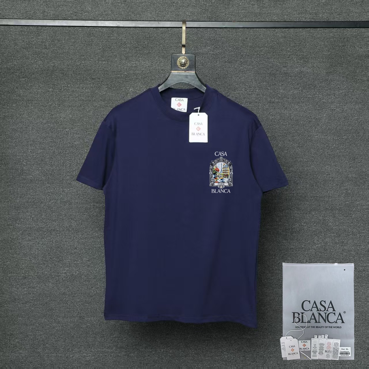 P70 26ss Casablanca CASABLANCA Camiseta de manga corta con proceso de estampado original, desarrollo original, tela de …