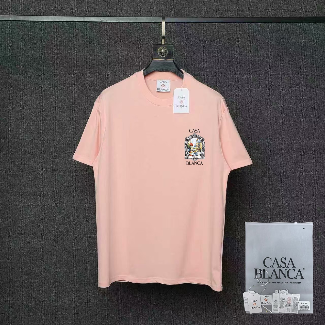 P70 26ss Casablanca CASABLANCA Camiseta de manga corta con proceso de estampado original, desarrollo original, tela de …