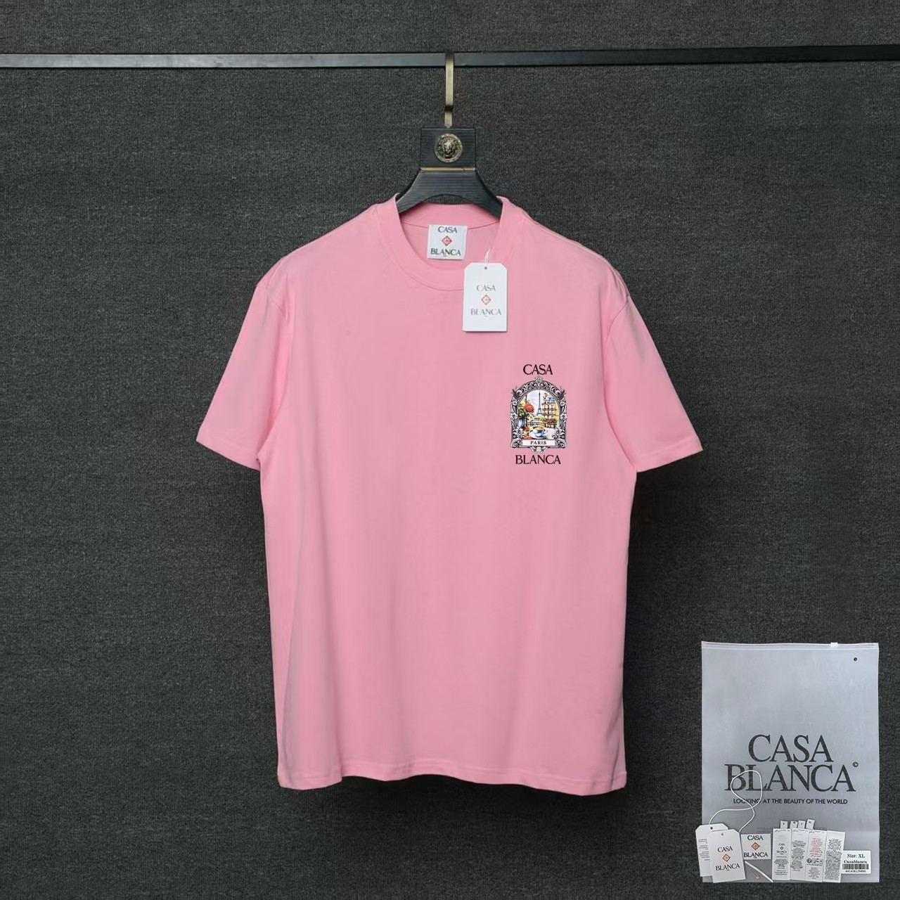 P70 26ss Casablanca CASABLANCA Camiseta de manga corta con proceso de estampado original, desarrollo original, tela de …