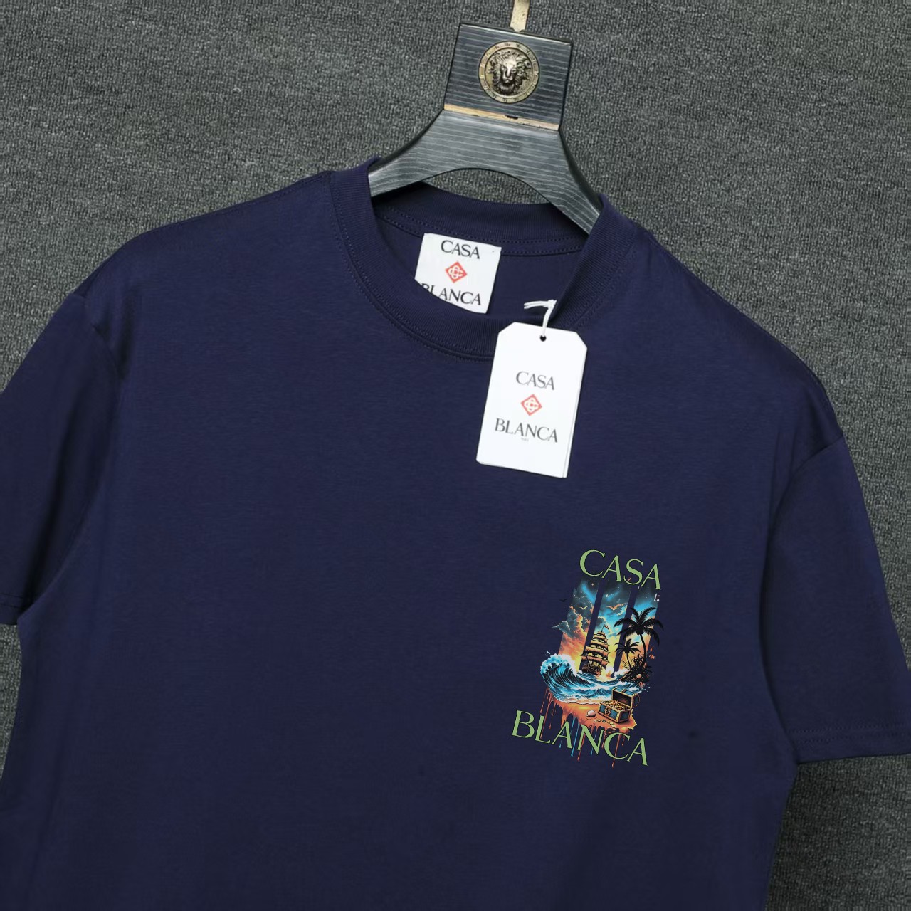 P70 26ss Casablanca CASABLANCA Camiseta de manga corta con proceso de estampado original, desarrollo original, tela de …