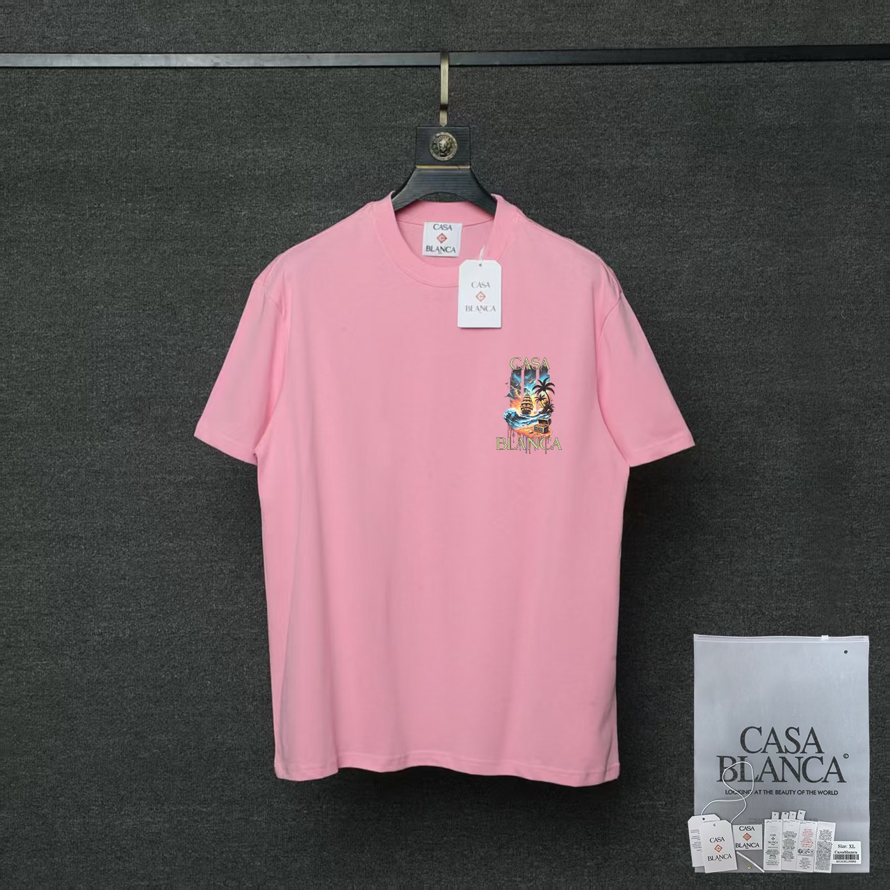 P70 26ss Casablanca CASABLANCA Camiseta de manga corta con proceso de estampado original, desarrollo original, tela de …