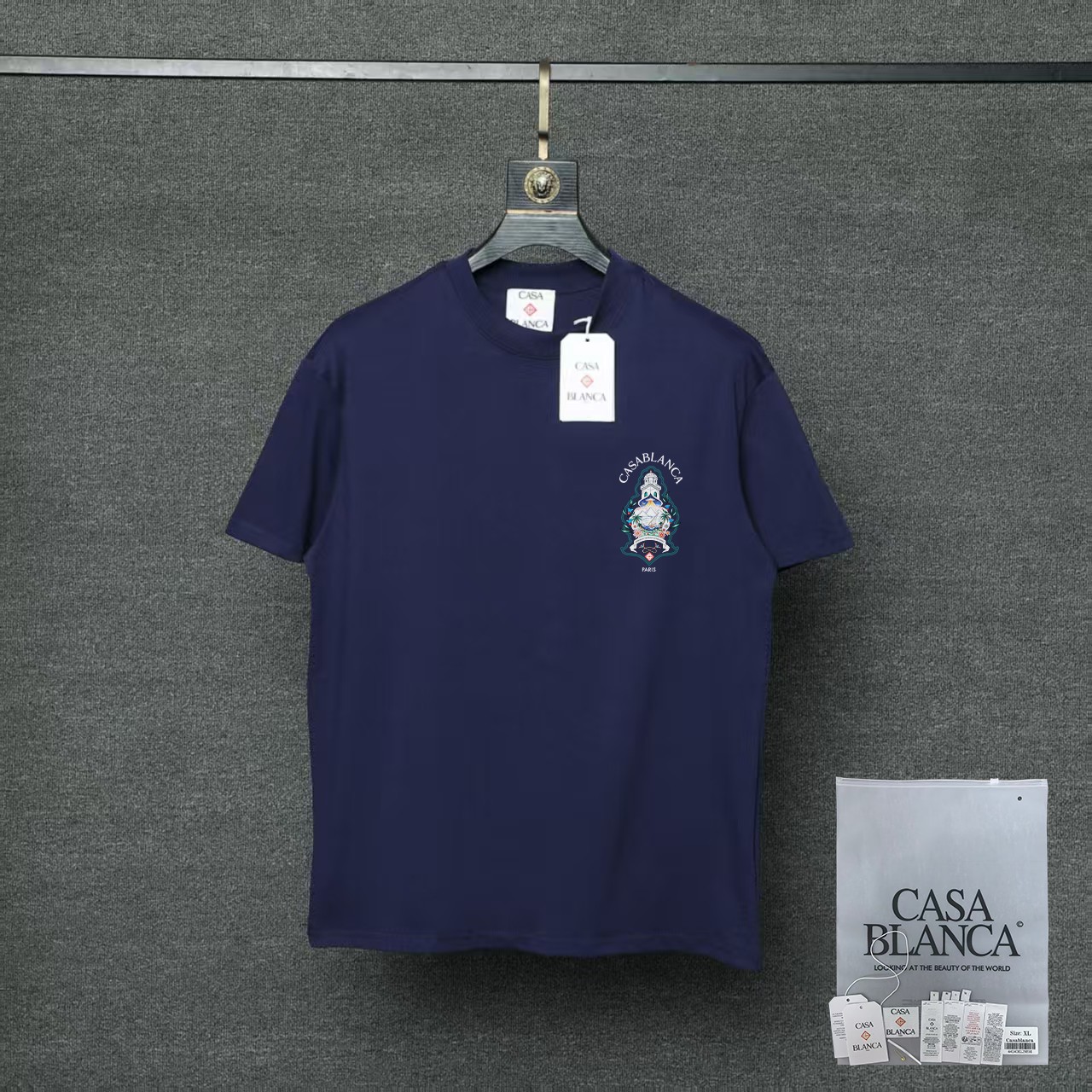 P70 26ss Casablanca CASABLANCA Camiseta de manga corta con proceso de estampado original, desarrollo original, tela de …