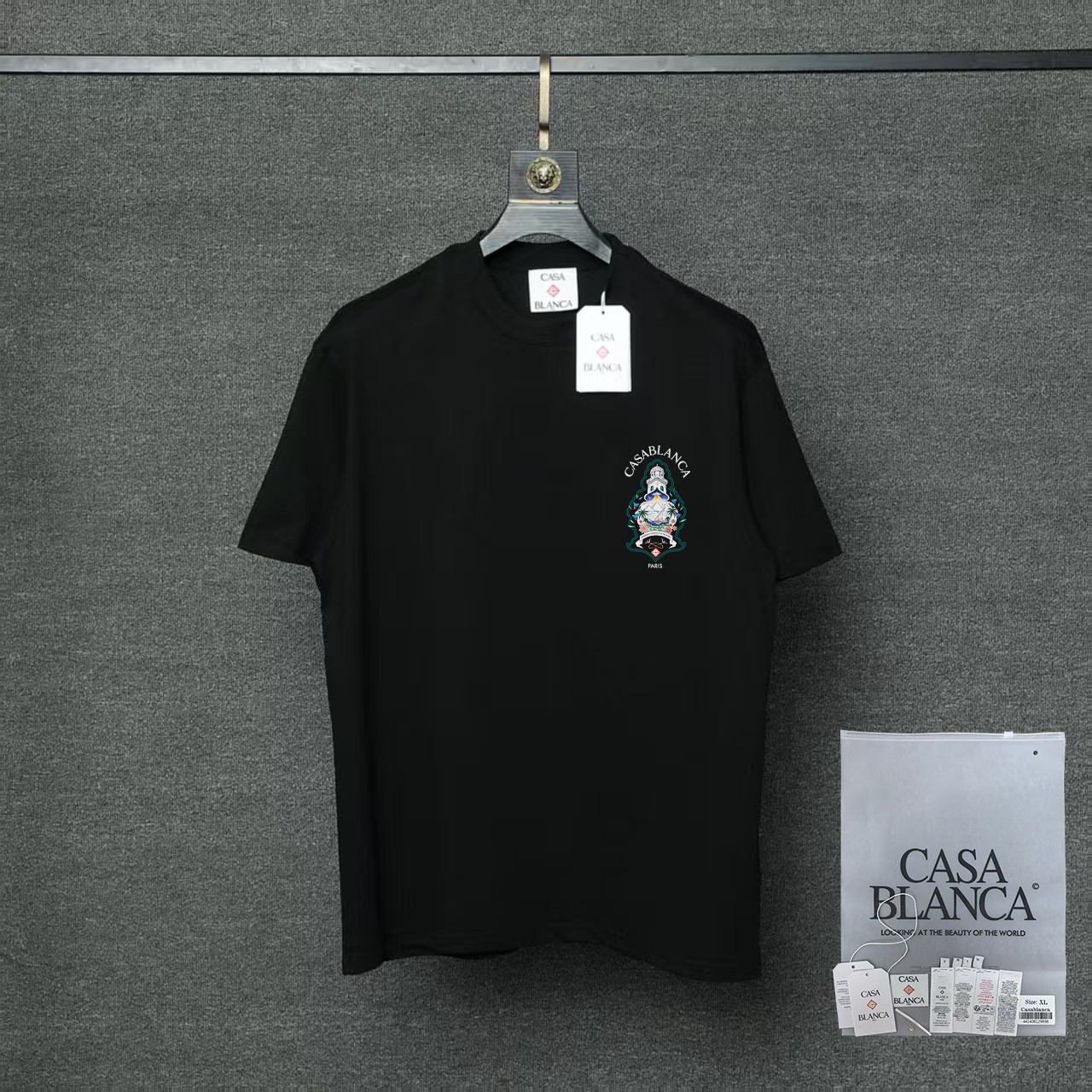 P70 26ss Casablanca CASABLANCA Camiseta de manga corta con proceso de estampado original, desarrollo original, tela de …