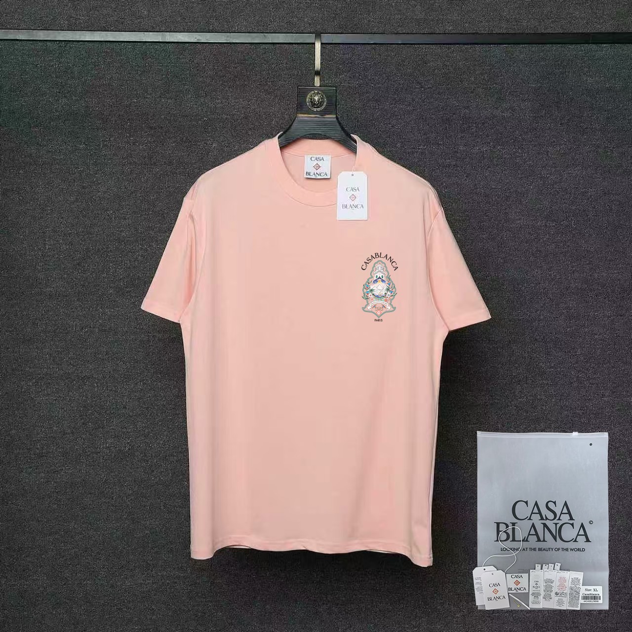P70 26ss Casablanca CASABLANCA Camiseta de manga corta con proceso de estampado original, desarrollo original, tela de …