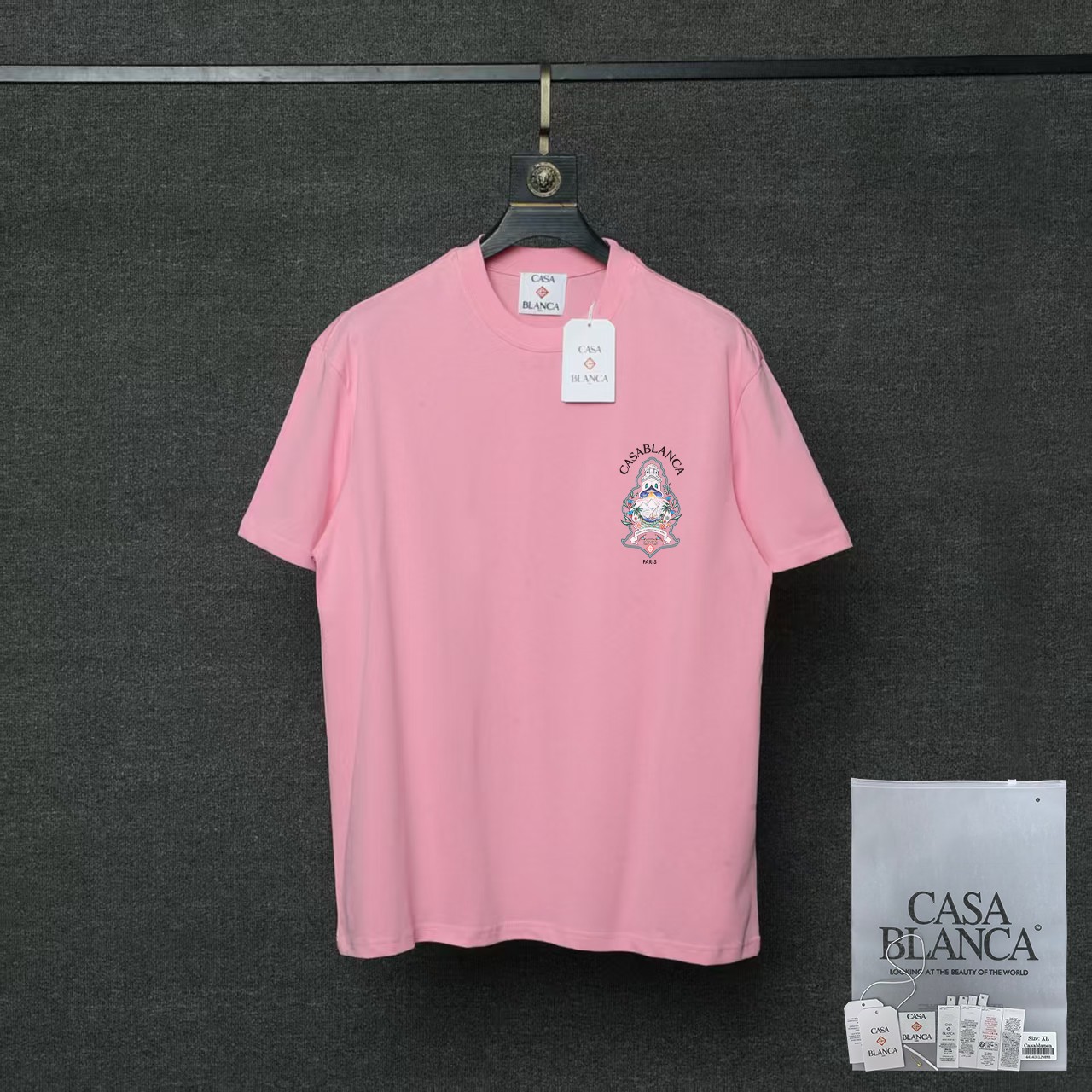 P70 26ss Casablanca CASABLANCA Camiseta de manga corta con proceso de estampado original, desarrollo original, tela de …