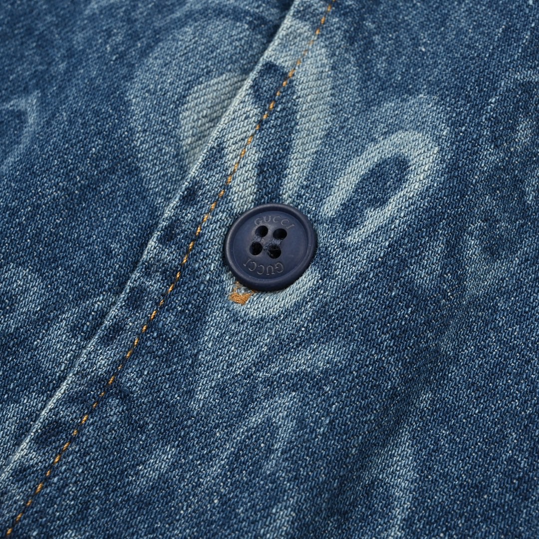 GucciGet it联名趣味涂鸦衬衫牛仔短袖