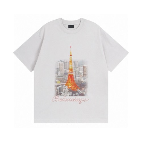 Balenciaga 2025 SS Tokyo Tower Print T-Shirt, Distressed Vintage Wash 1 Balenciaga 2025 SS Tokyo Tower Print T-Shirt, Distressed Vintage Wash