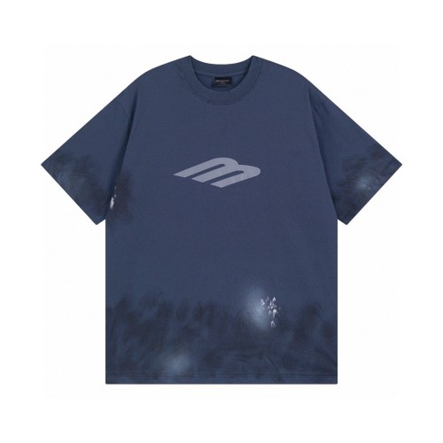 Balenciaga 2025 SS 3B Logo Mud Print T-Shirt Distressed Vintage Design 1 Balenciaga 2025 SS 3B Logo Mud Print T-Shirt Distressed Vintage Design